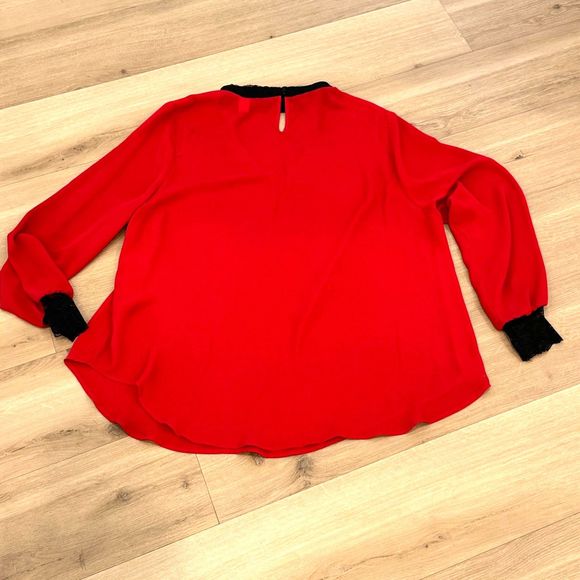 Torrid Sheer Red Top with Black Lace Detail - Women's size 1 - Picture 3 of 10